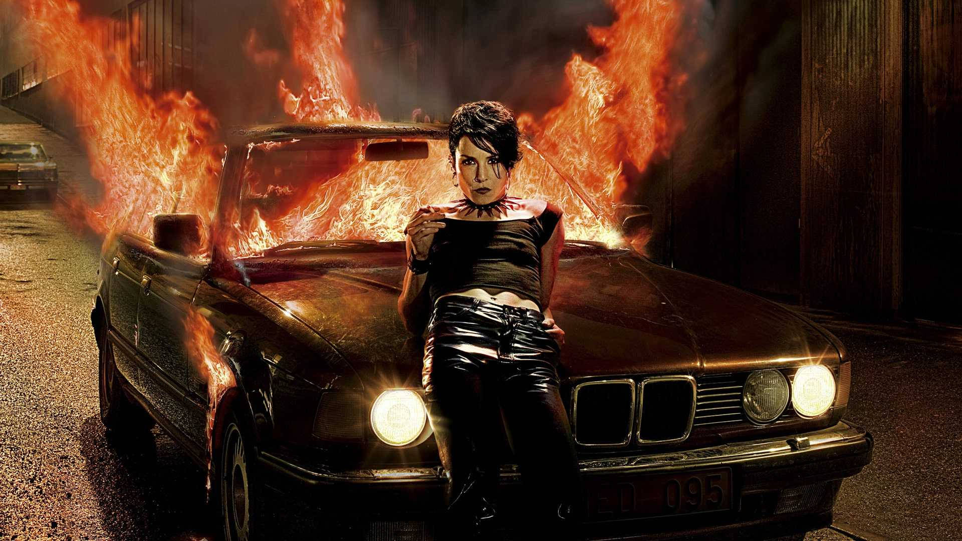 Lisbeth Salander On Fire Car Background
