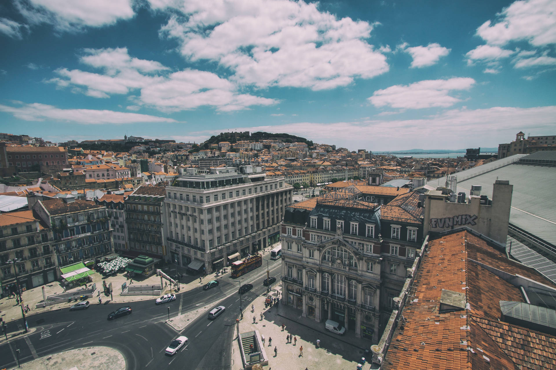 Lisbon, Portugal Top View Background
