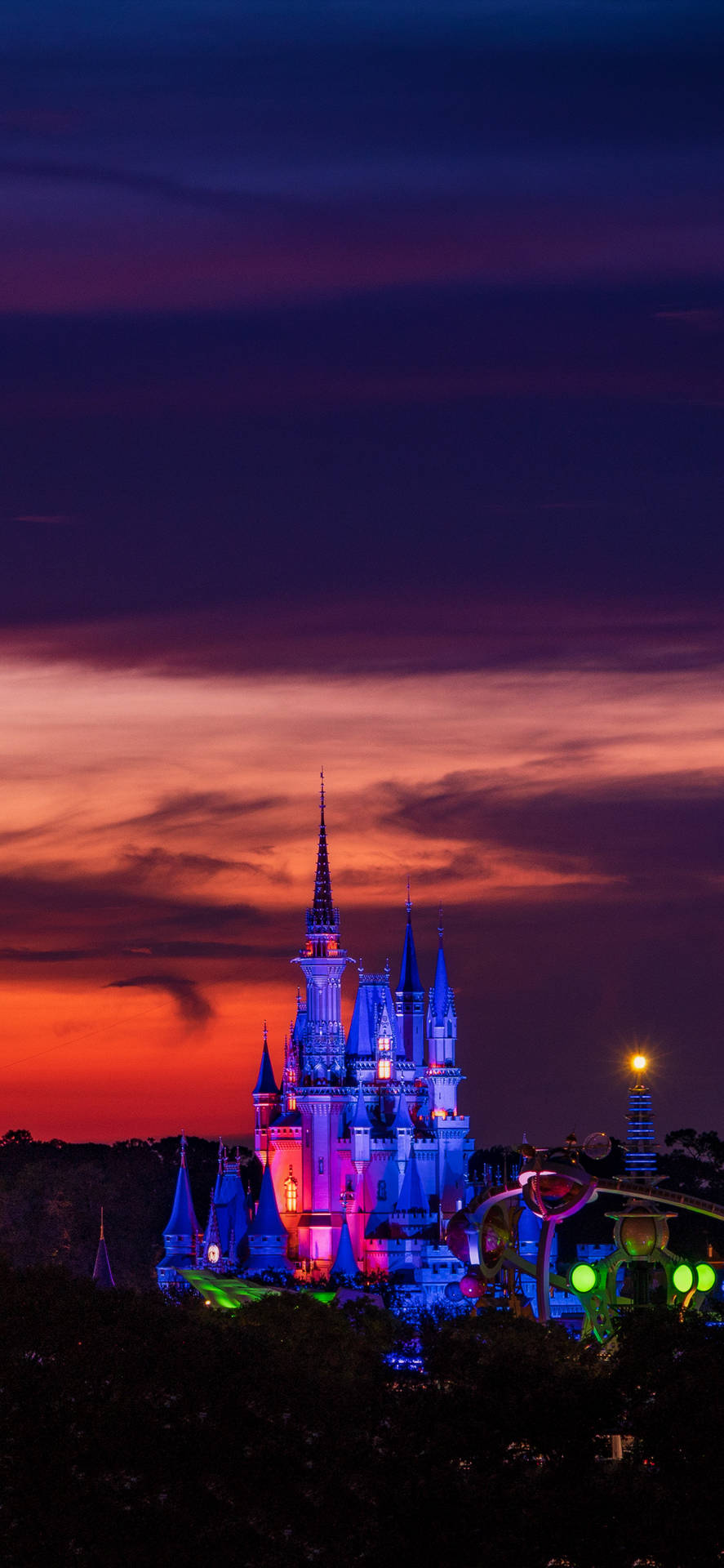 Lit Disney Castle Background