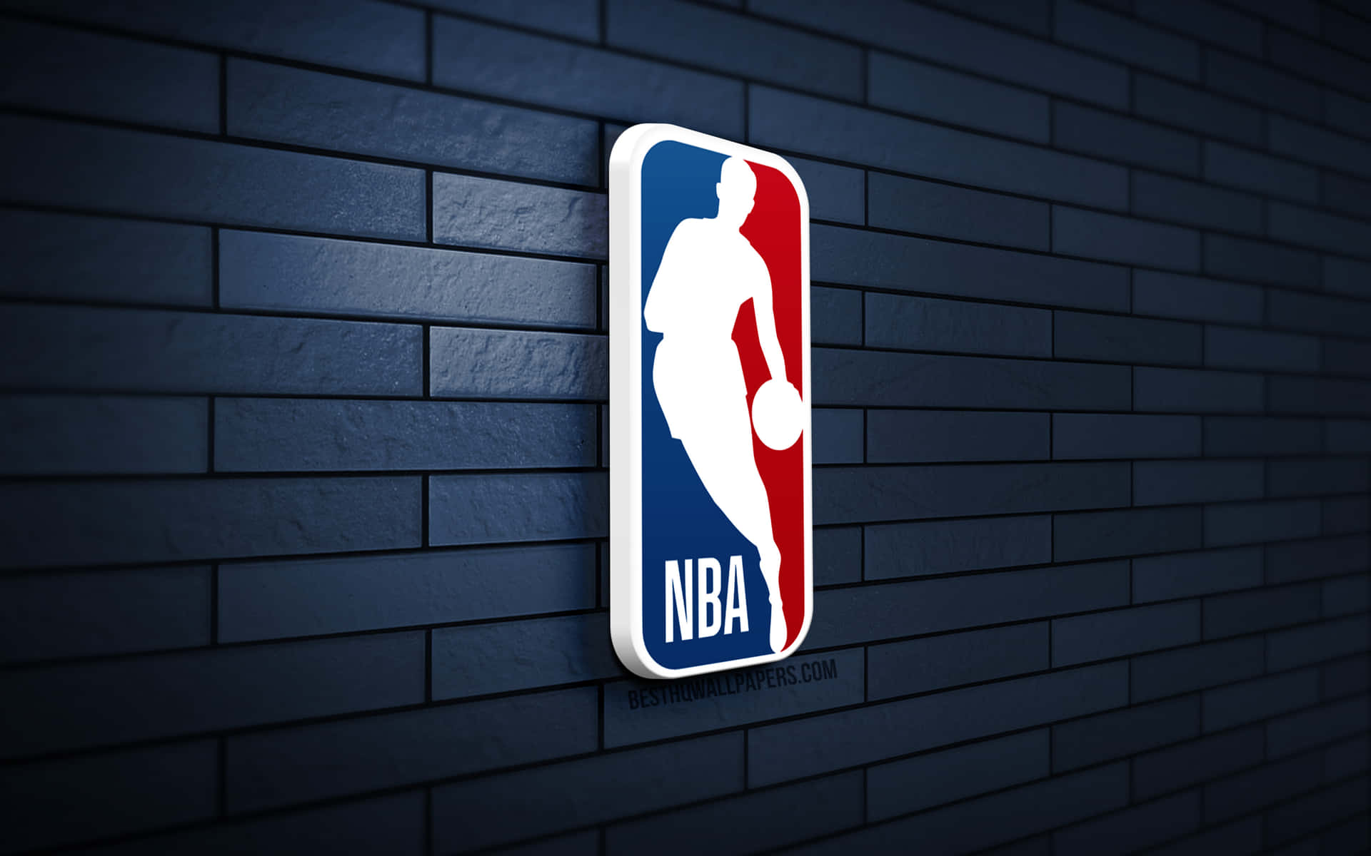 Lit-up Nba Logo On Brick Wall