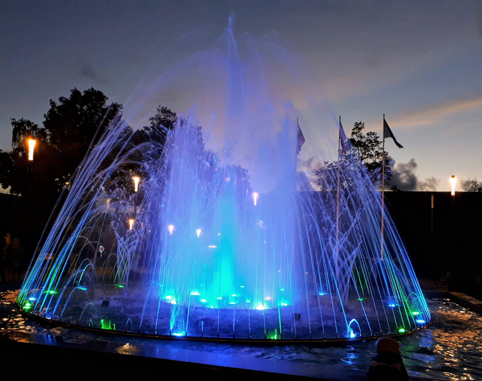 Lithuania Blue Water Fountain Background