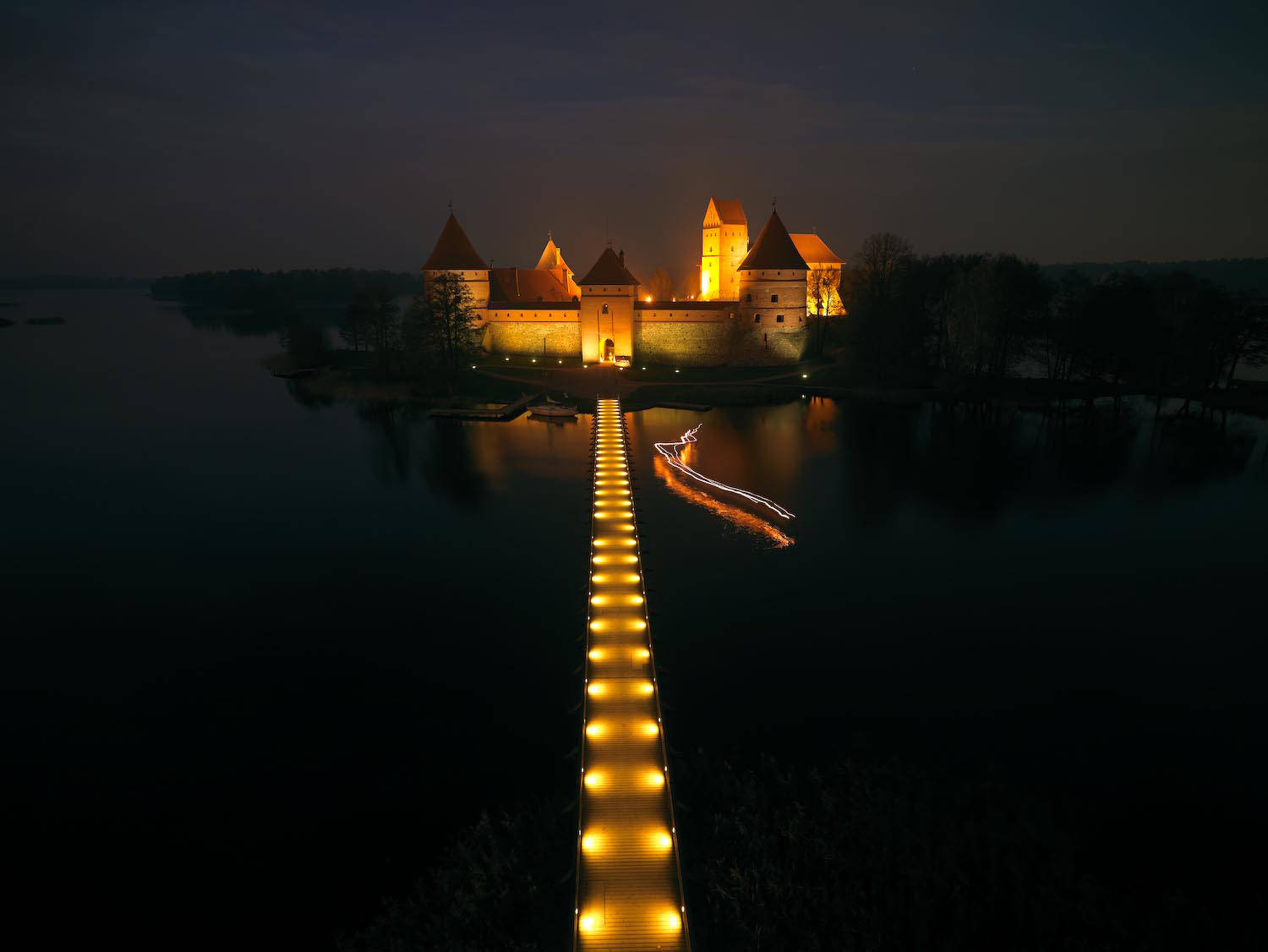 Lithuania Trakai Island Castle At Night