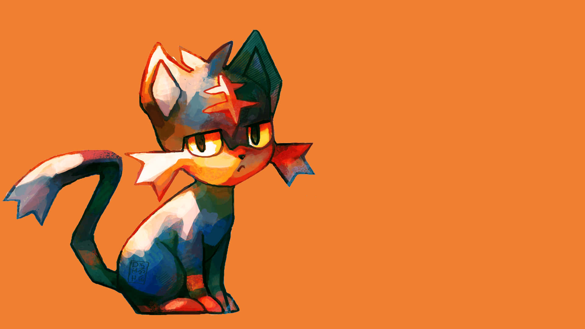 Litten Against An Orange Background