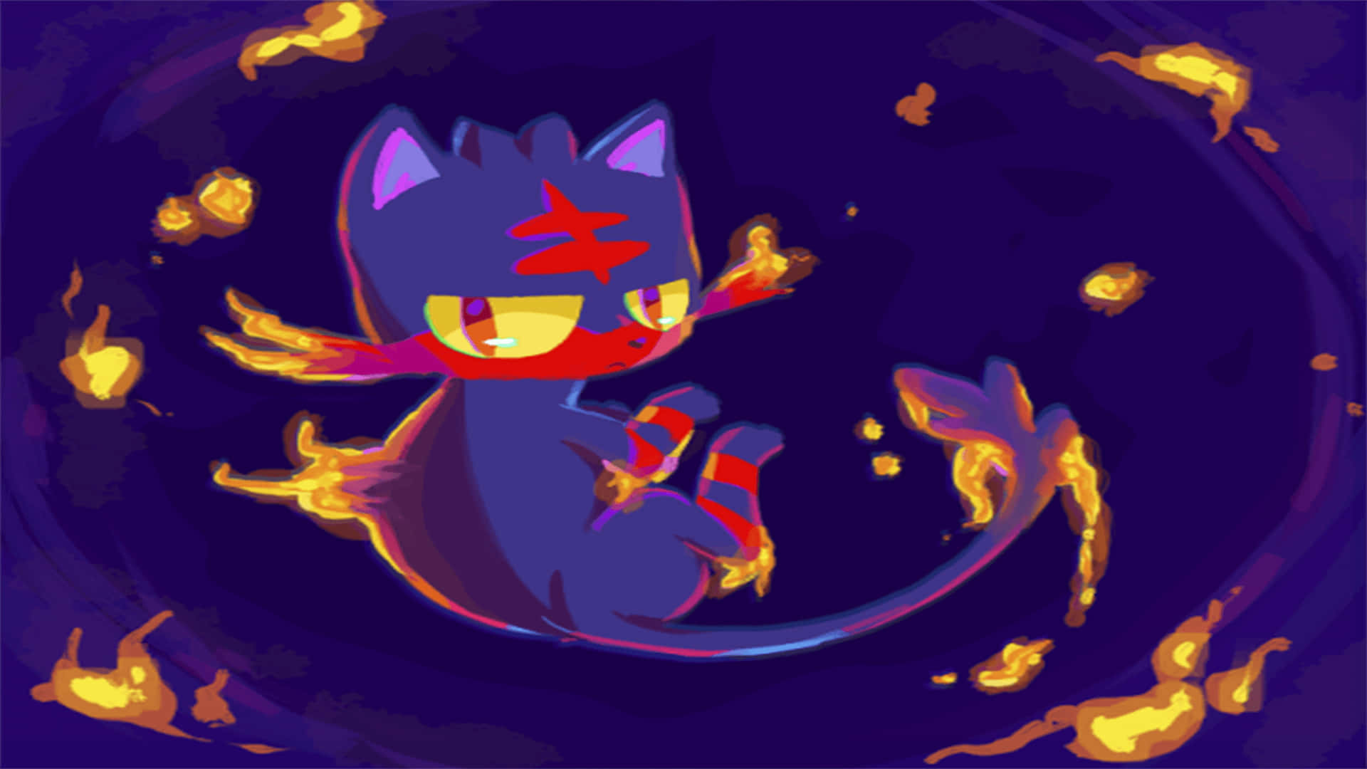 Litten In Navy Blue Background Background