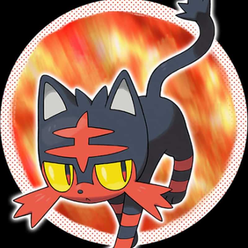 Litten With Orange Circle Graphic Background