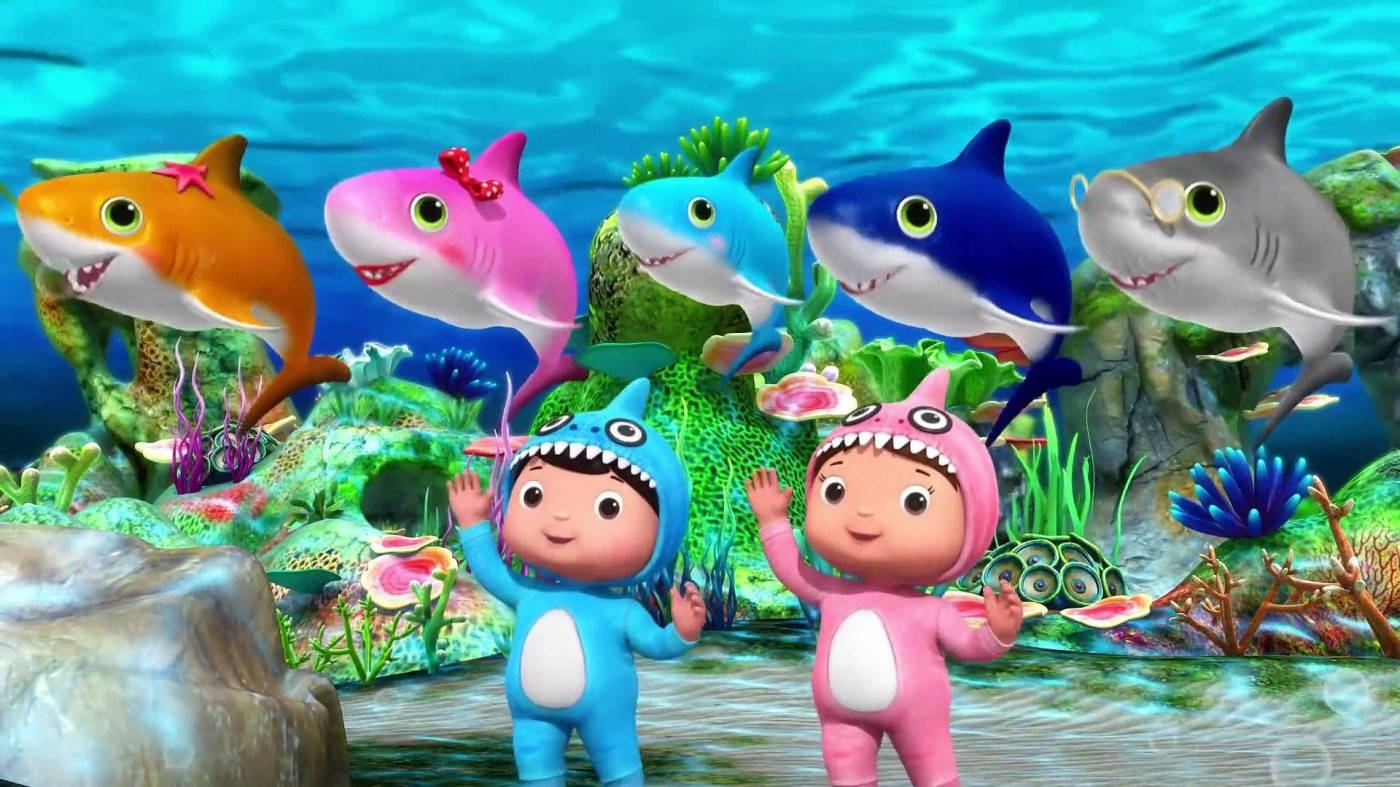 Little Baby Bum With Baby Sharks Background