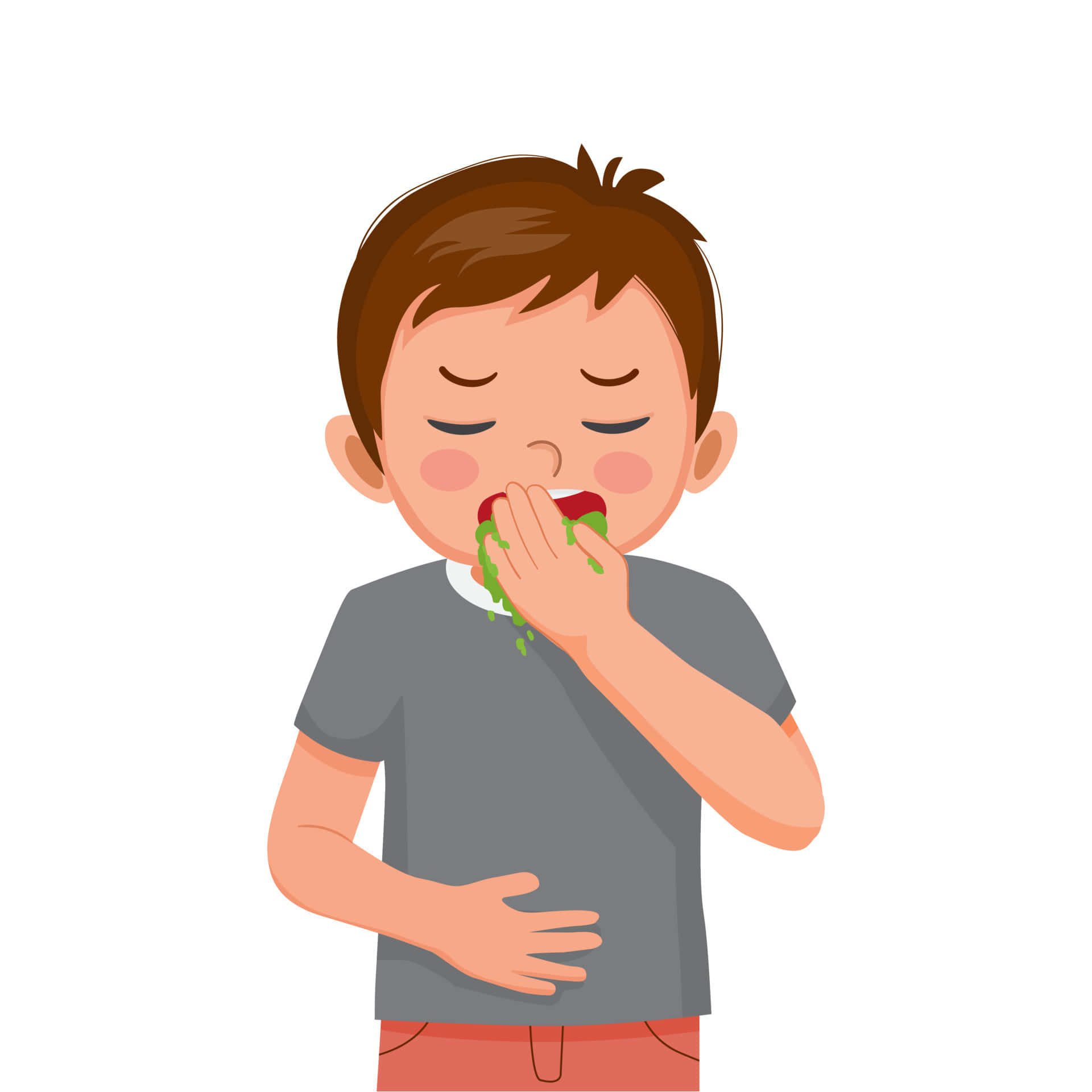 Little Boy Feeling Nauseous 2d Illustration Background