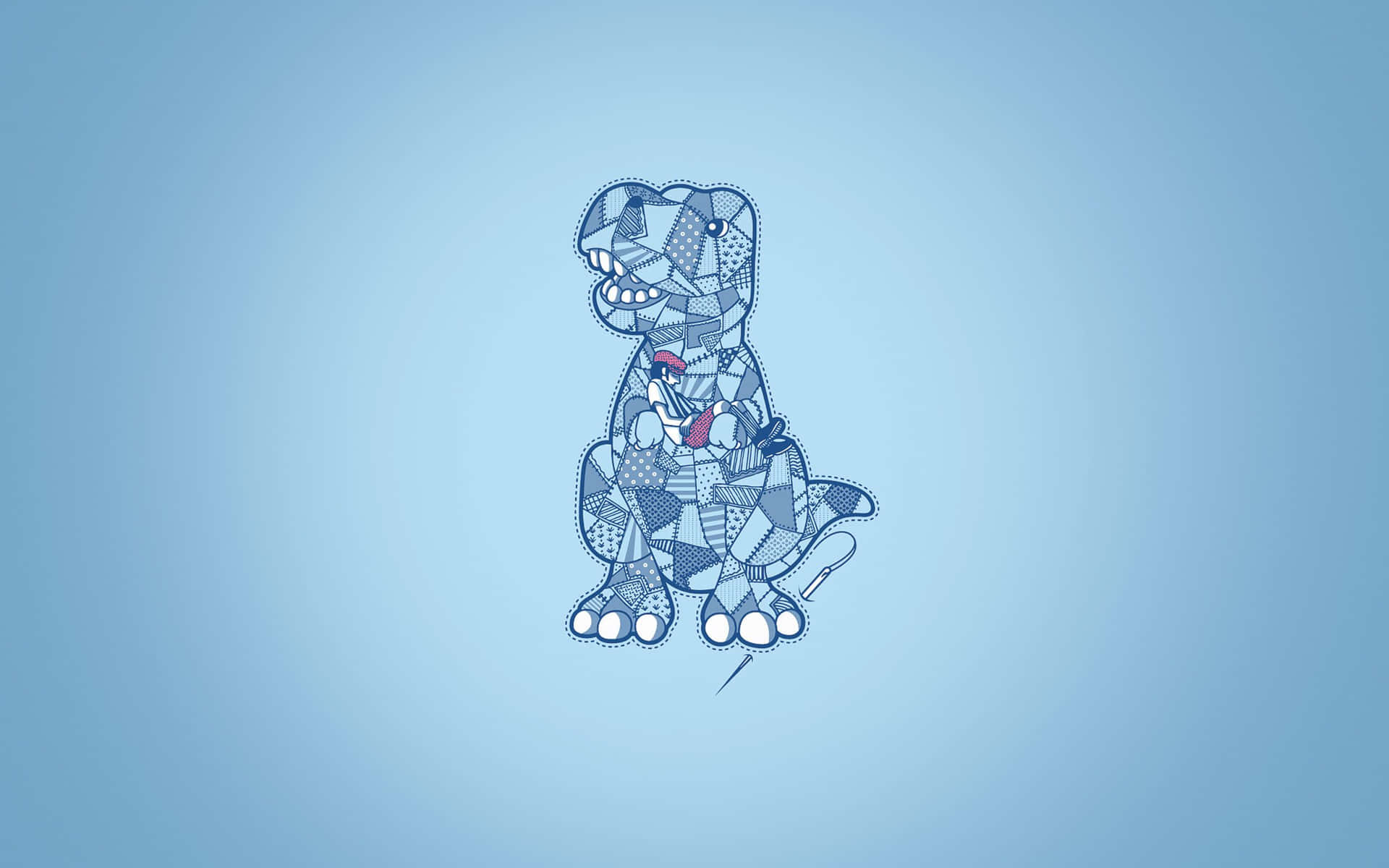Little Dinosaur Sitting On Leaf Background