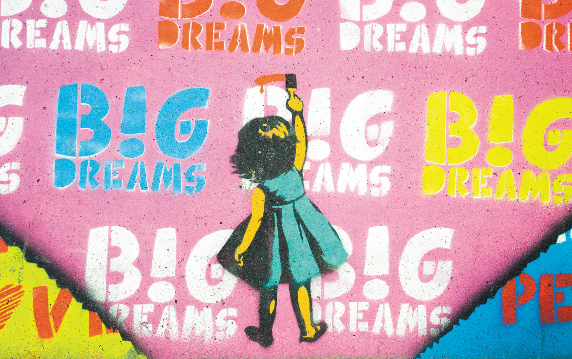 Little Girl Big Dreams Street Art Background