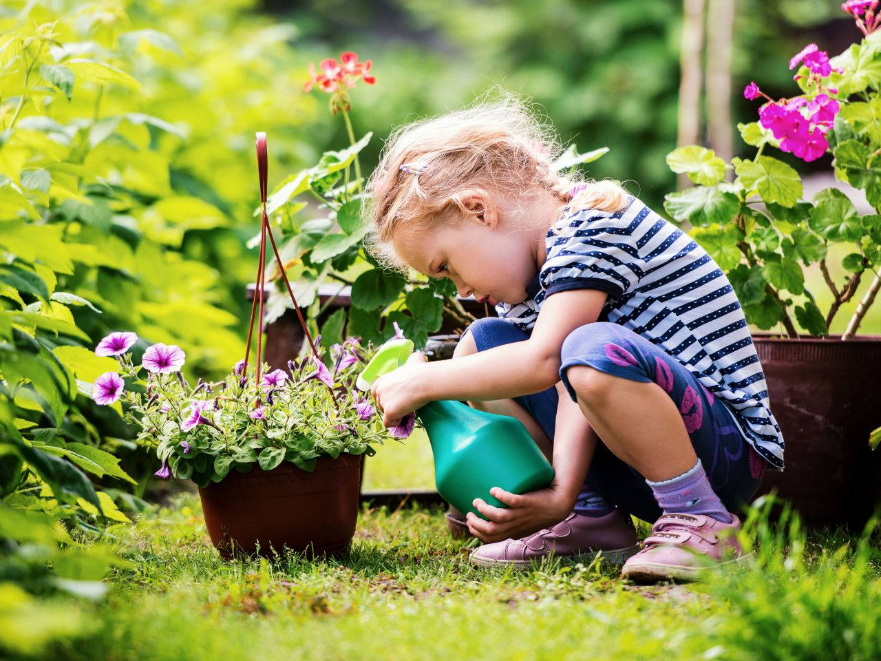 Little Girl Gardening Background