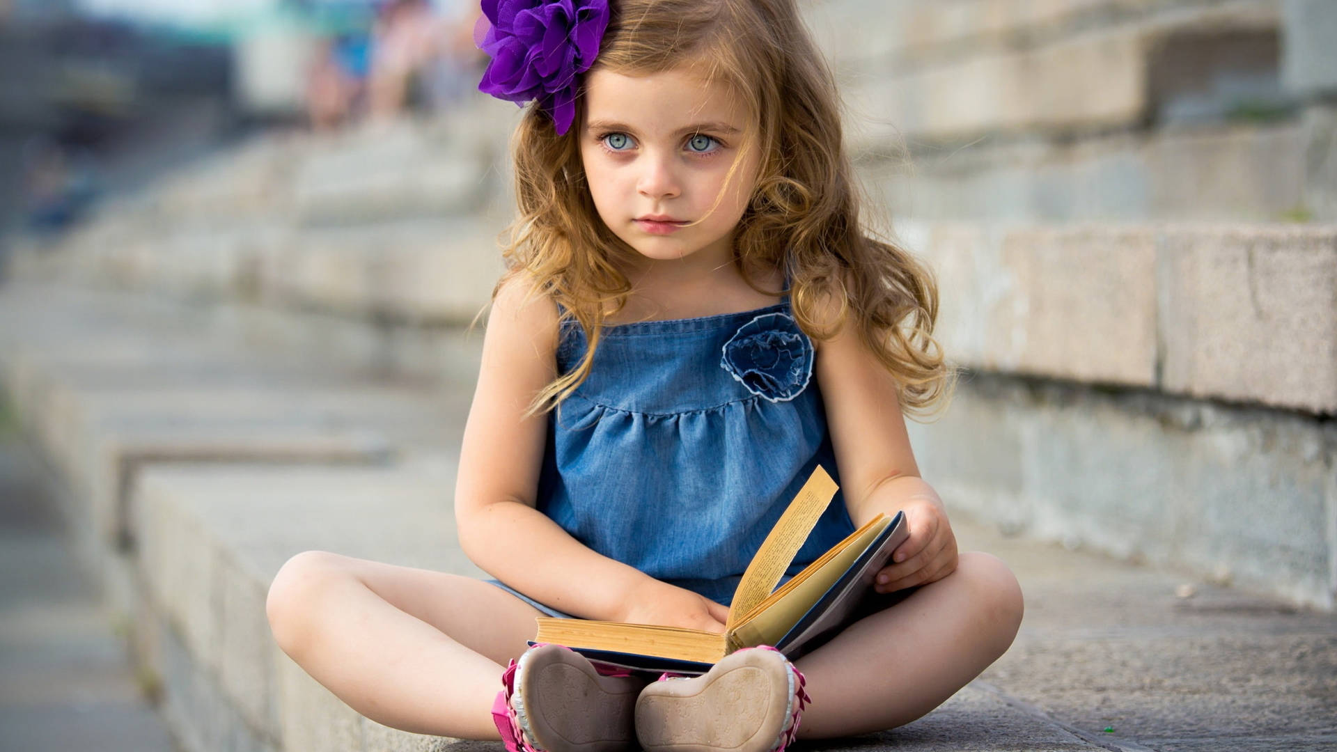 Little Girl Reading Book Background