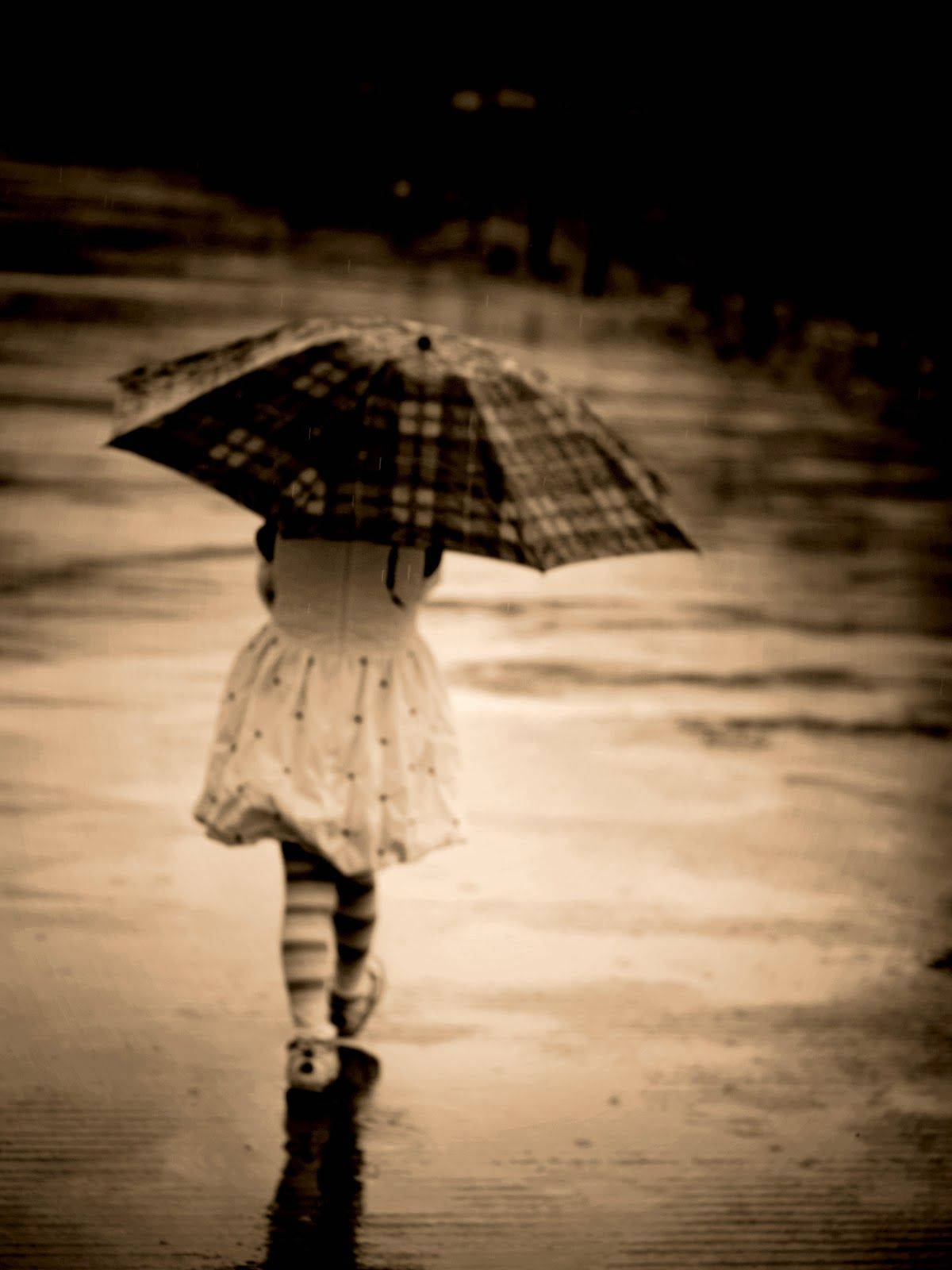 Little Girl Umbrella Alone