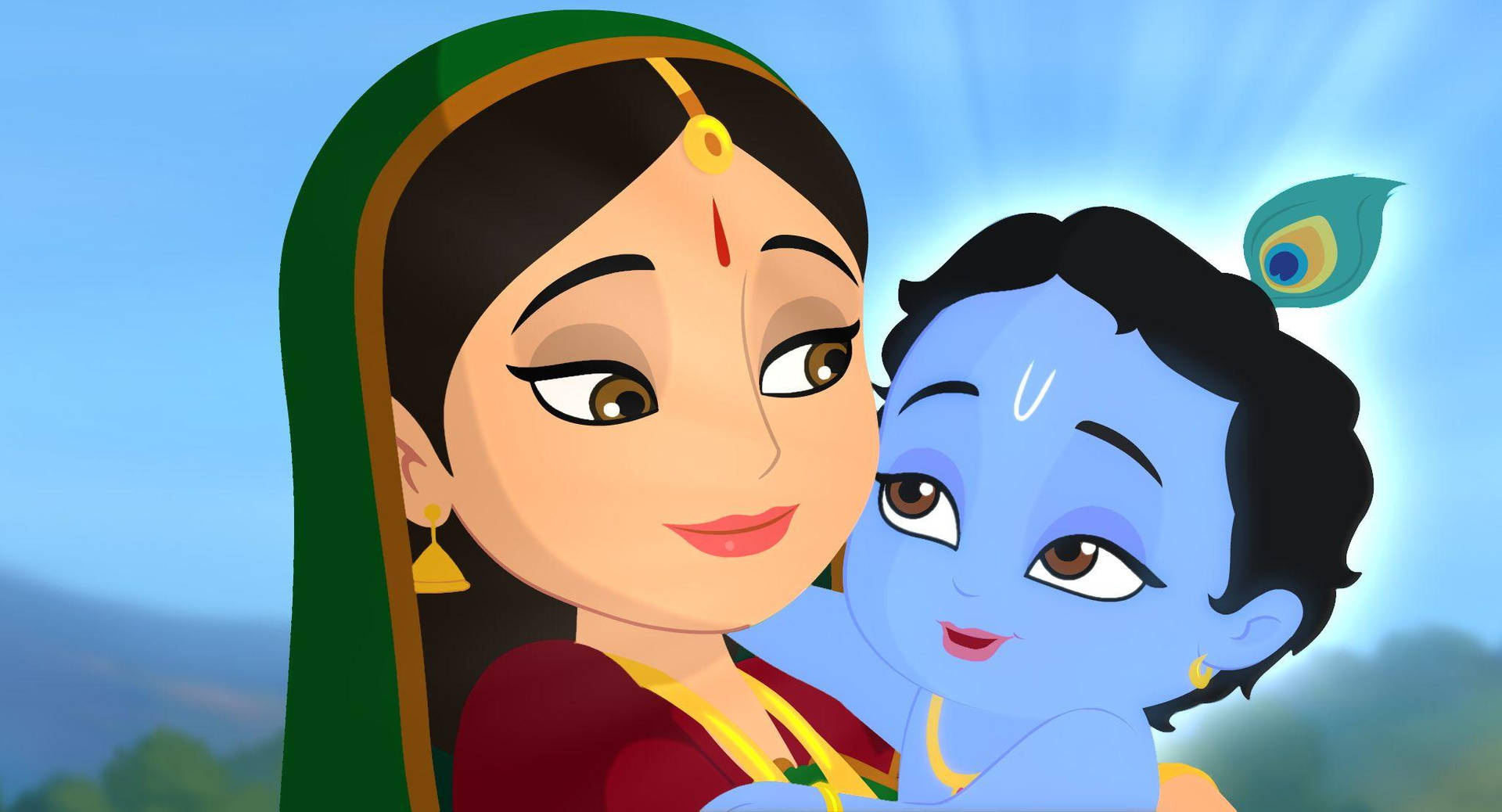 Little Krishna And Yasoda Background