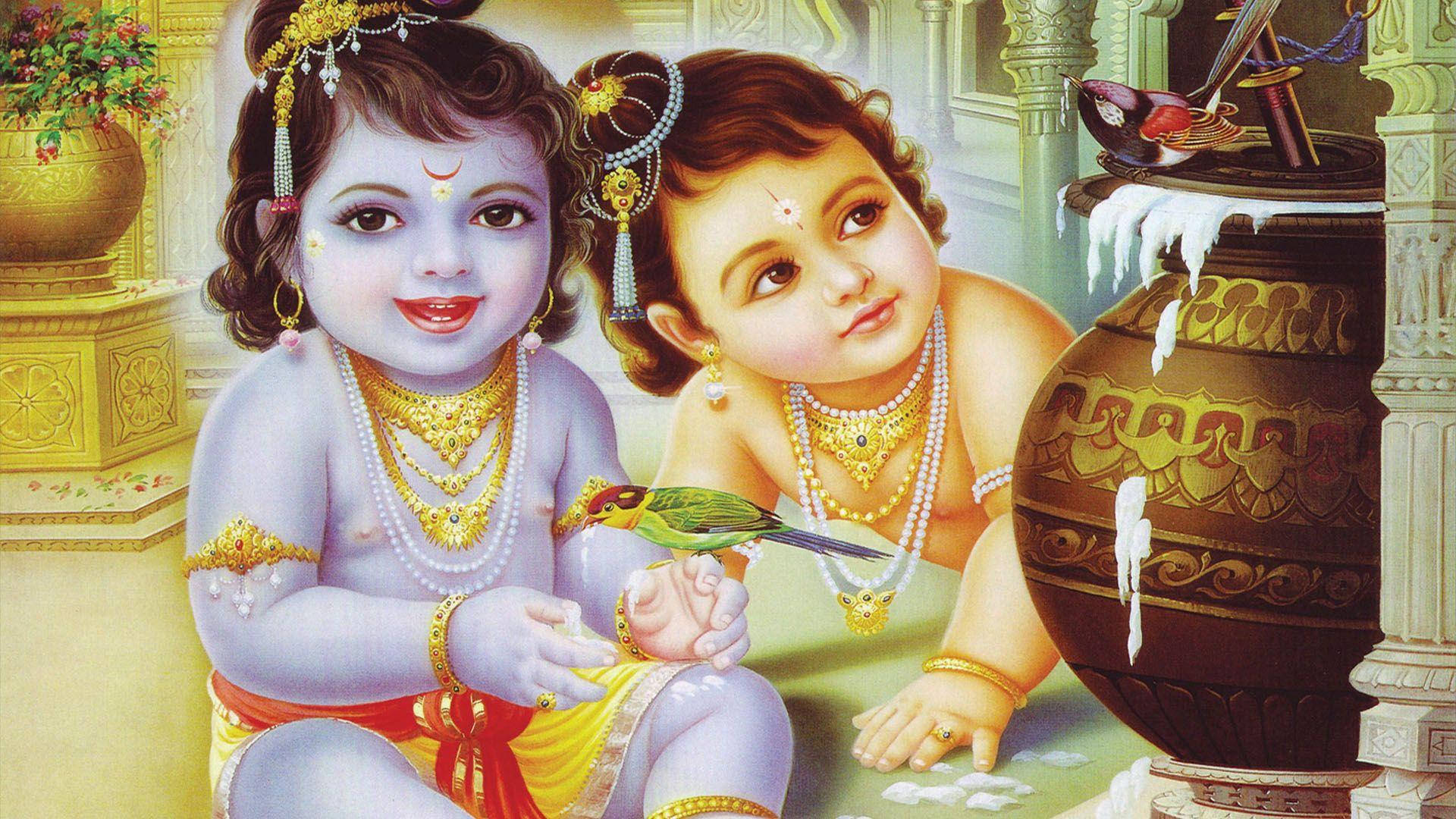 Little Krishna Hd Baby Radha Butter Background