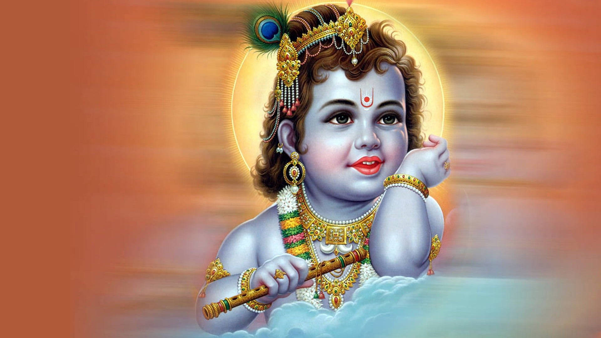 Little Krishna Hd Blurred Effect Background