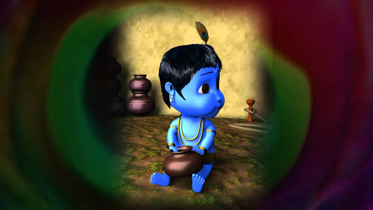 Little Krishna In Hole Background