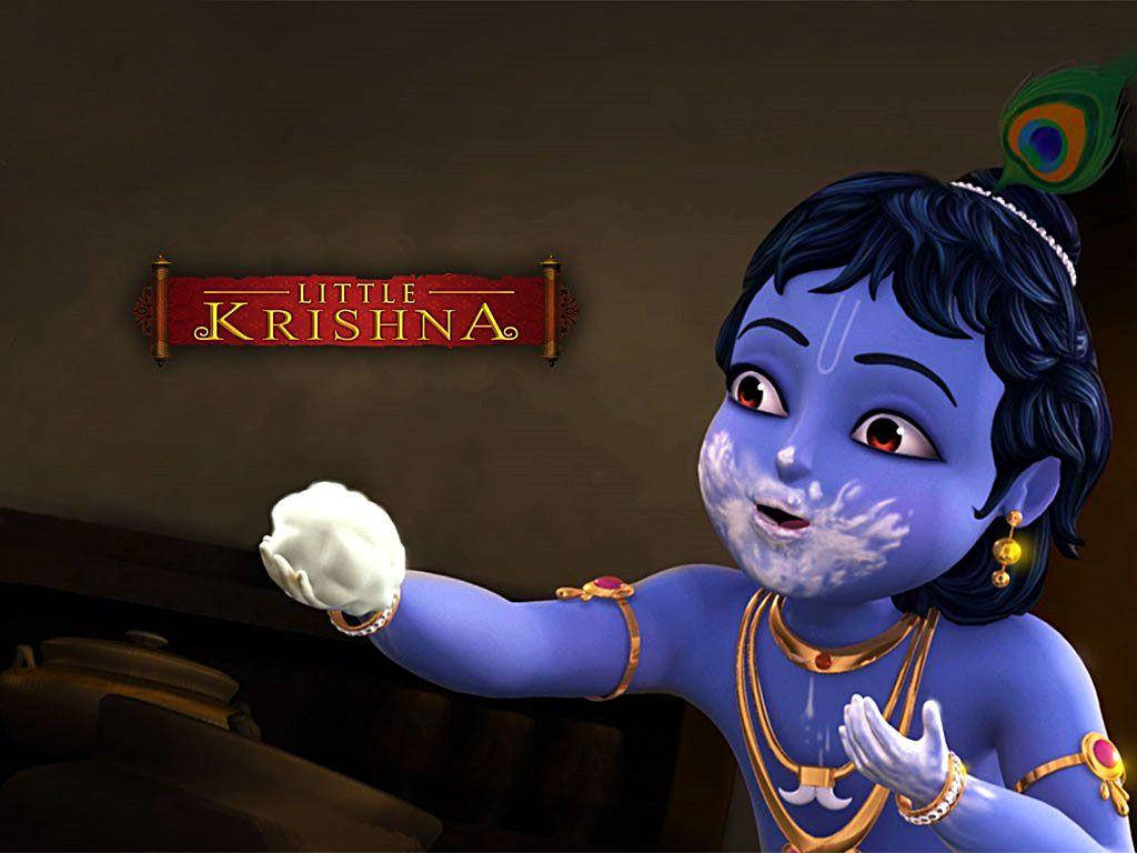 Little Krishna With Cream Background