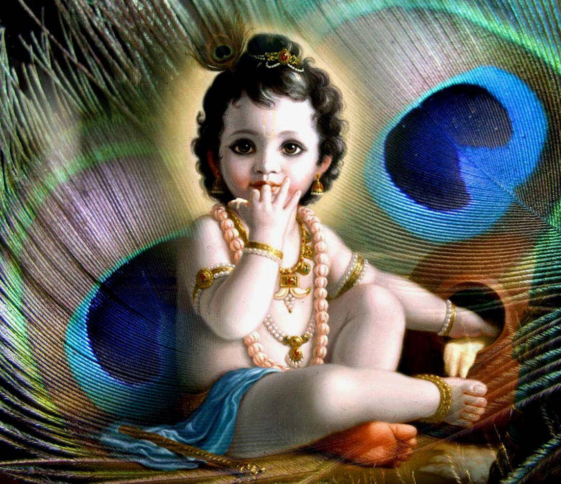 Little Krishna With Jewelries Background
