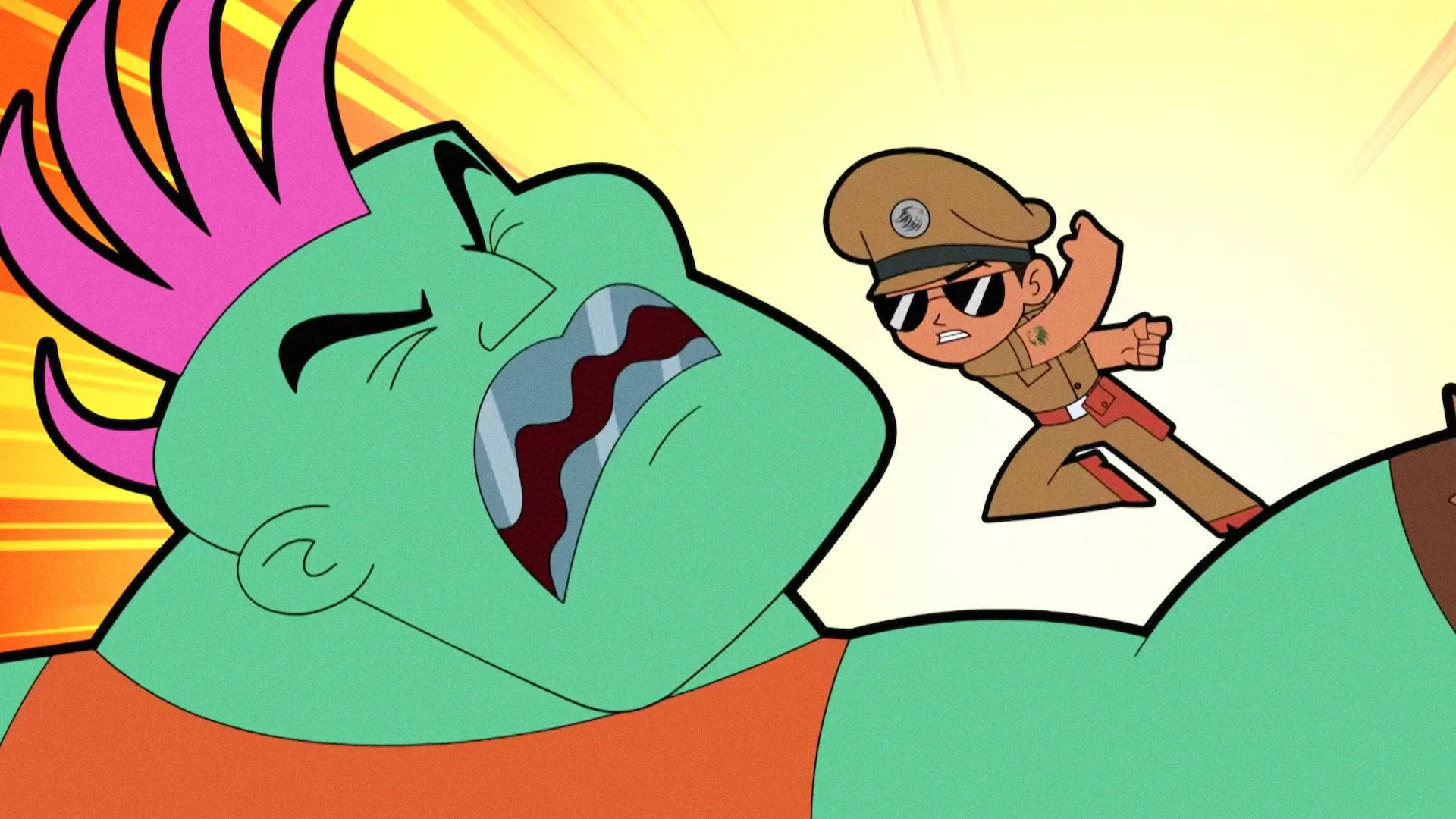 Little Singham And Green Punk Background