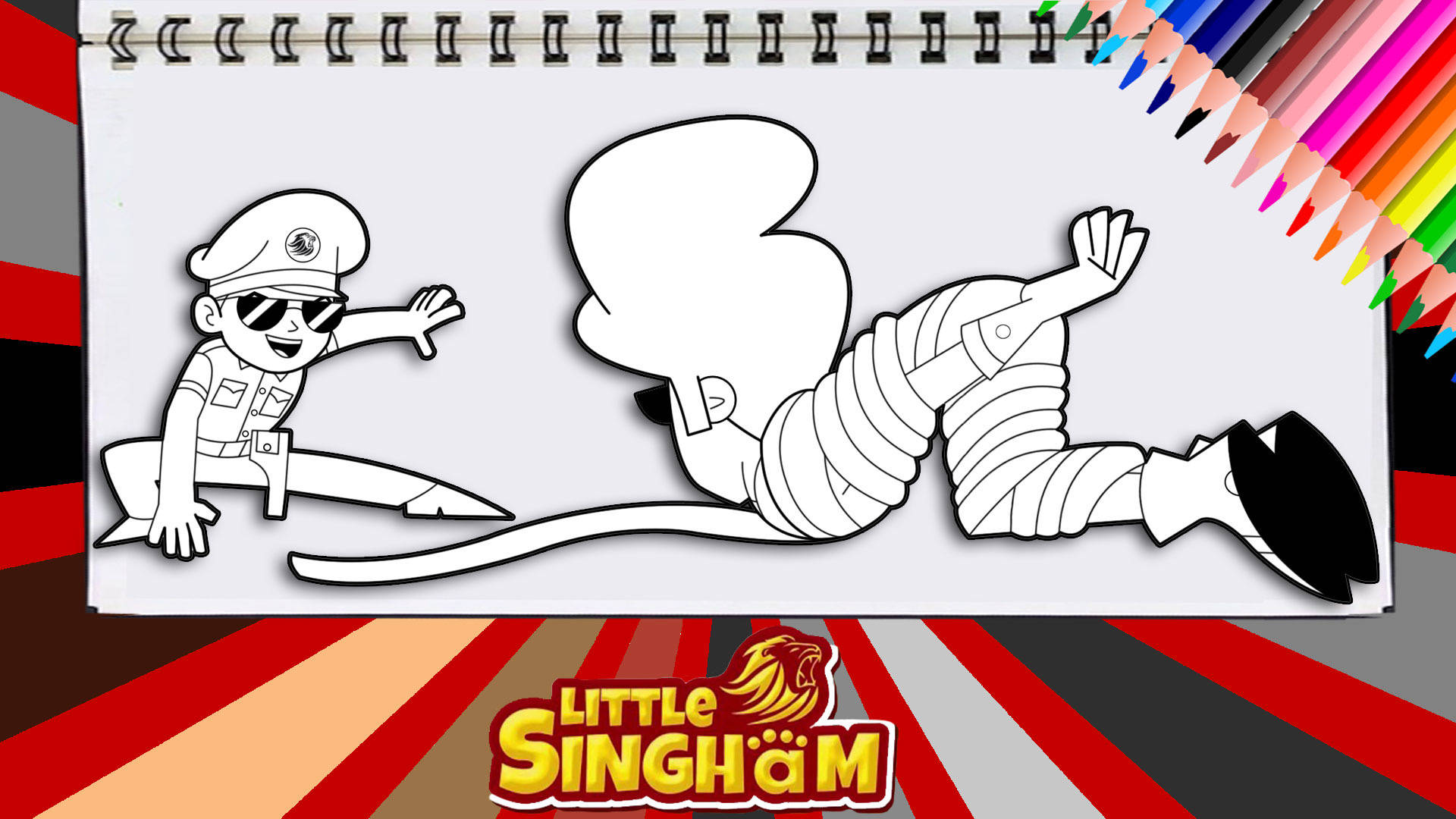 Little Singham Coloring Book Background