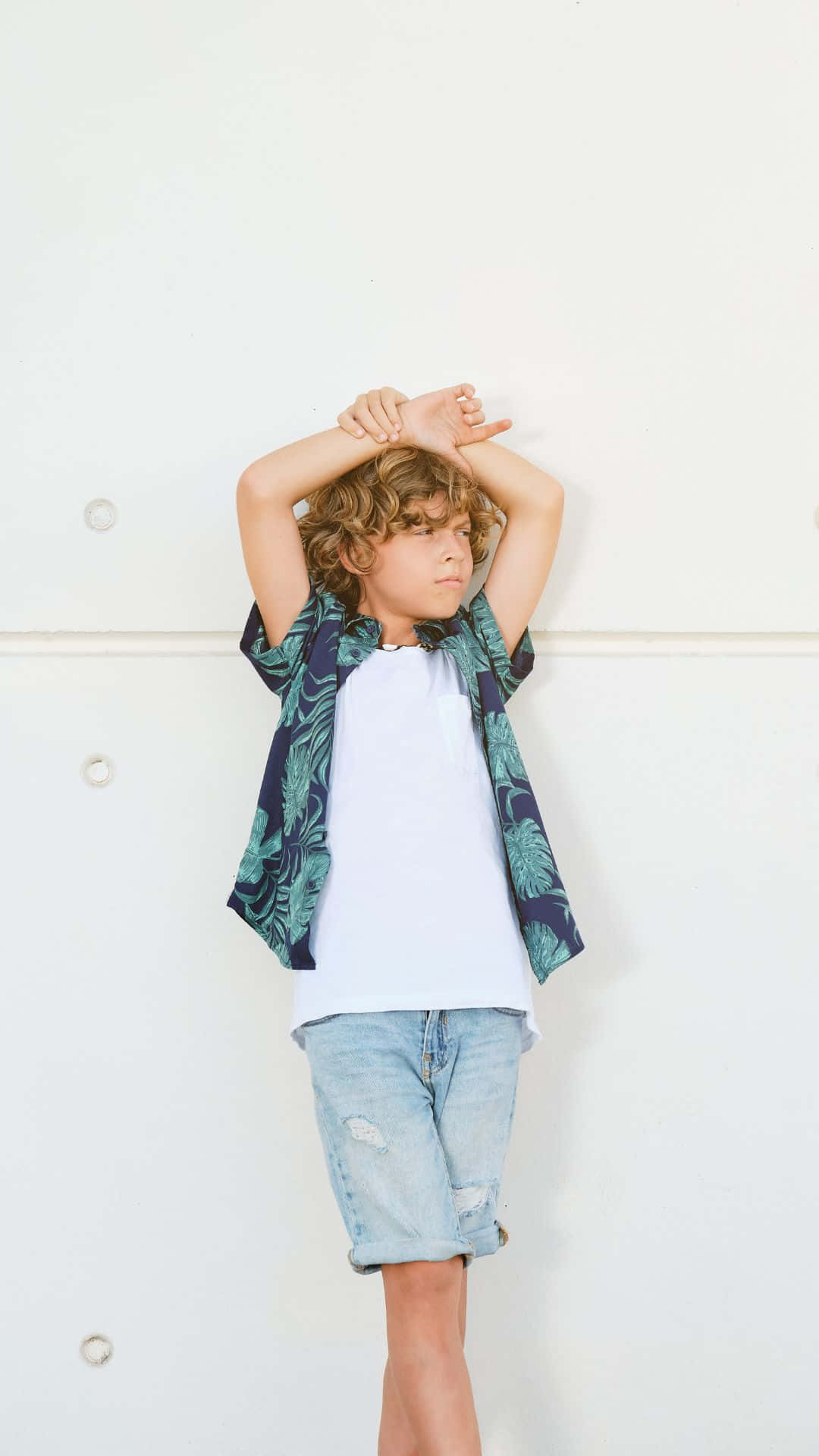 Little Stylish Boy Summer Outfit Background