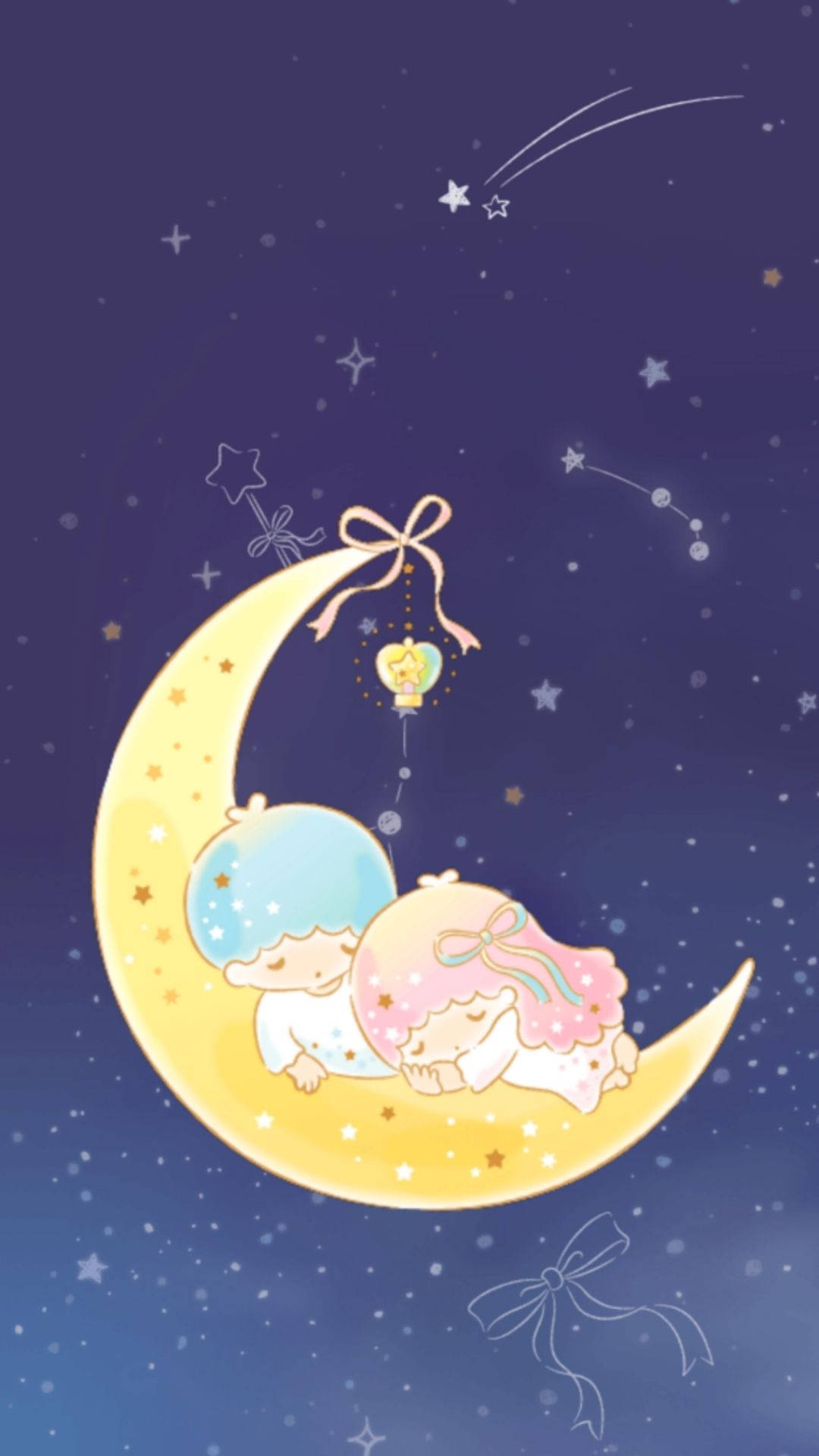 Little Twin Stars Moon Bed Background