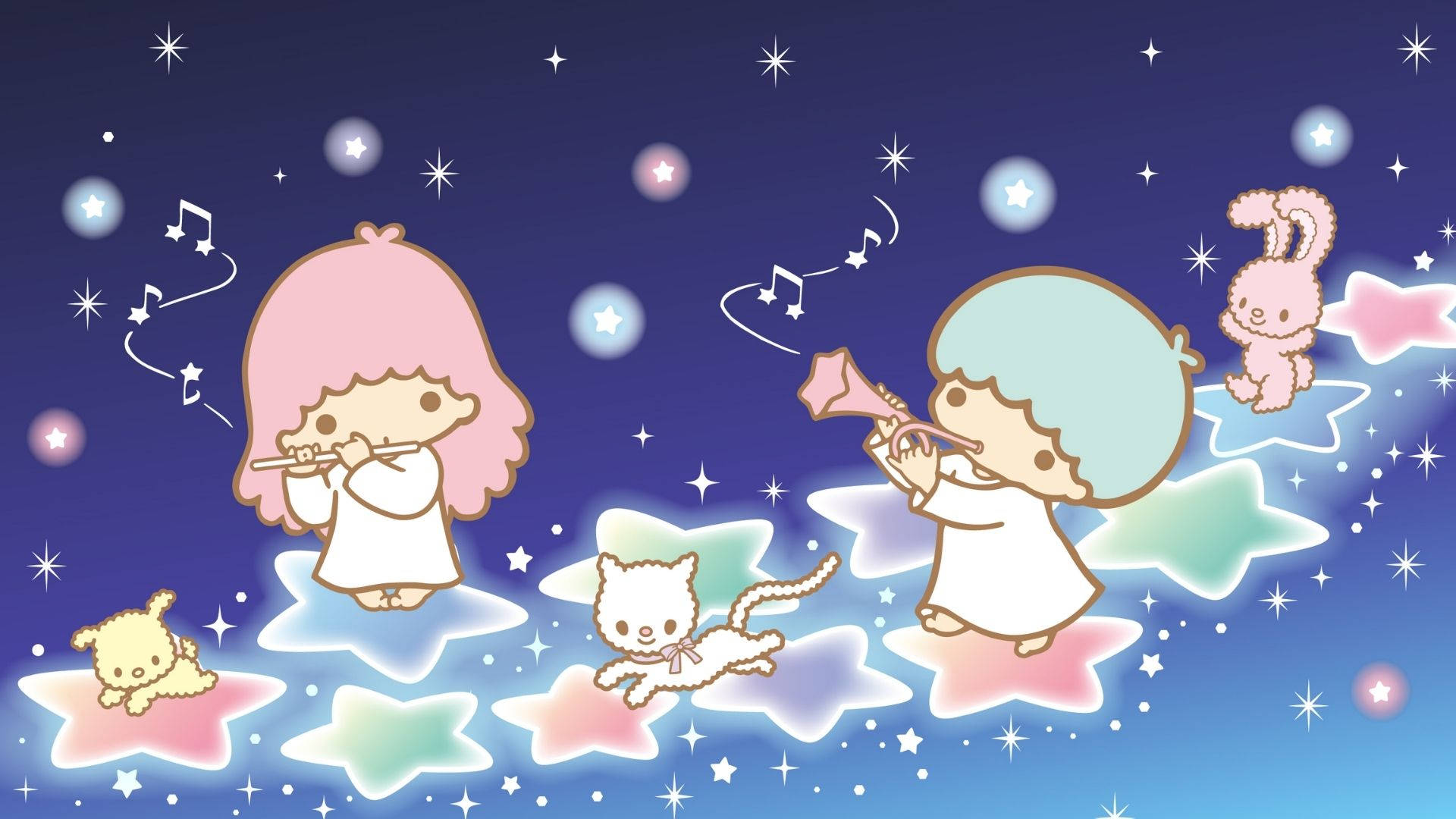 Little Twin Stars Playing Instruments Background