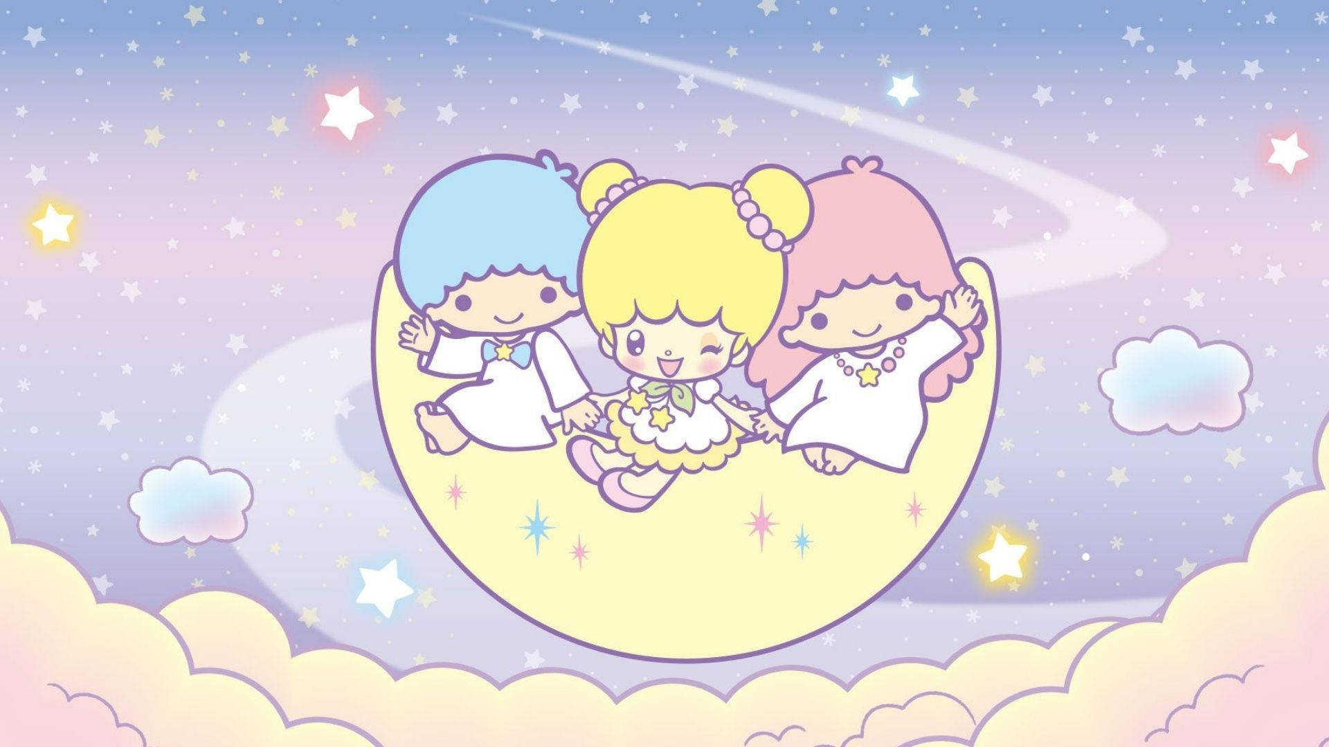 Little Twin Stars With A Friend Background