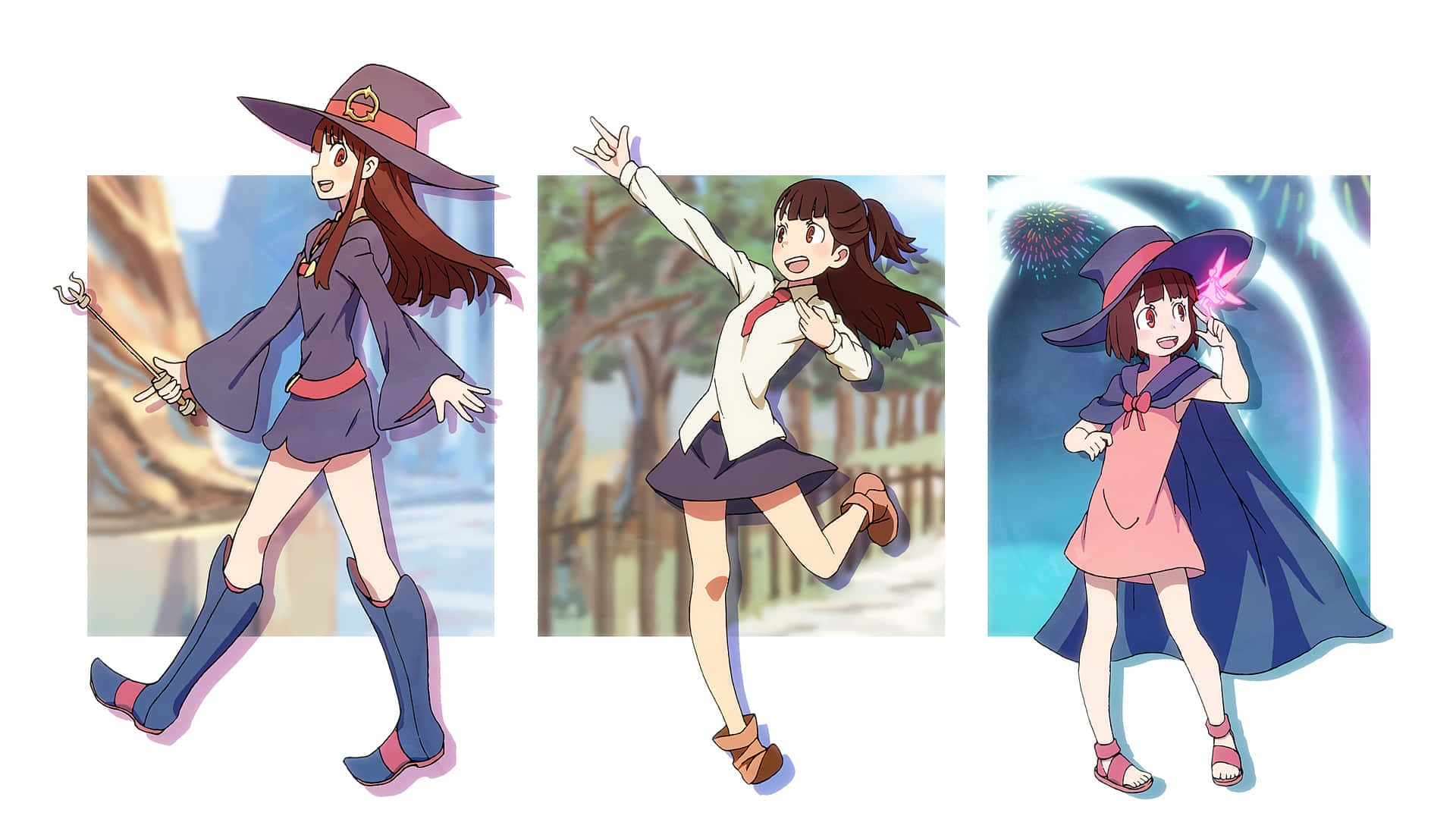 Little Witch Academia Atsuko Three Illustrations Background