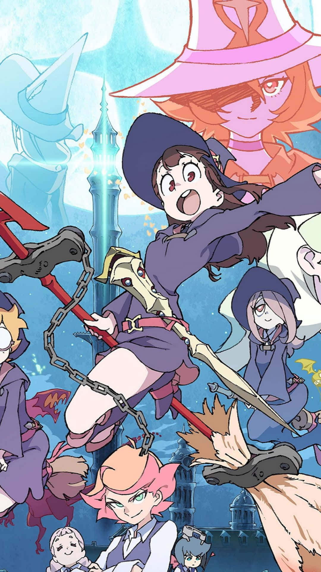 Little Witch Academia Characters Blue Background