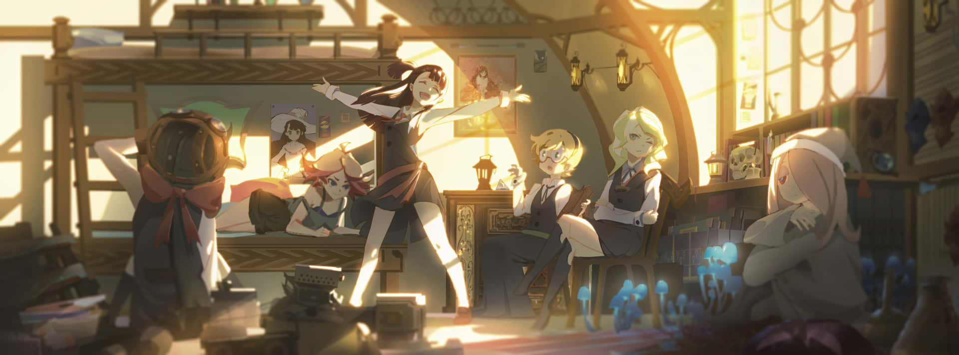 Little Witch Academia Characters In Room Background