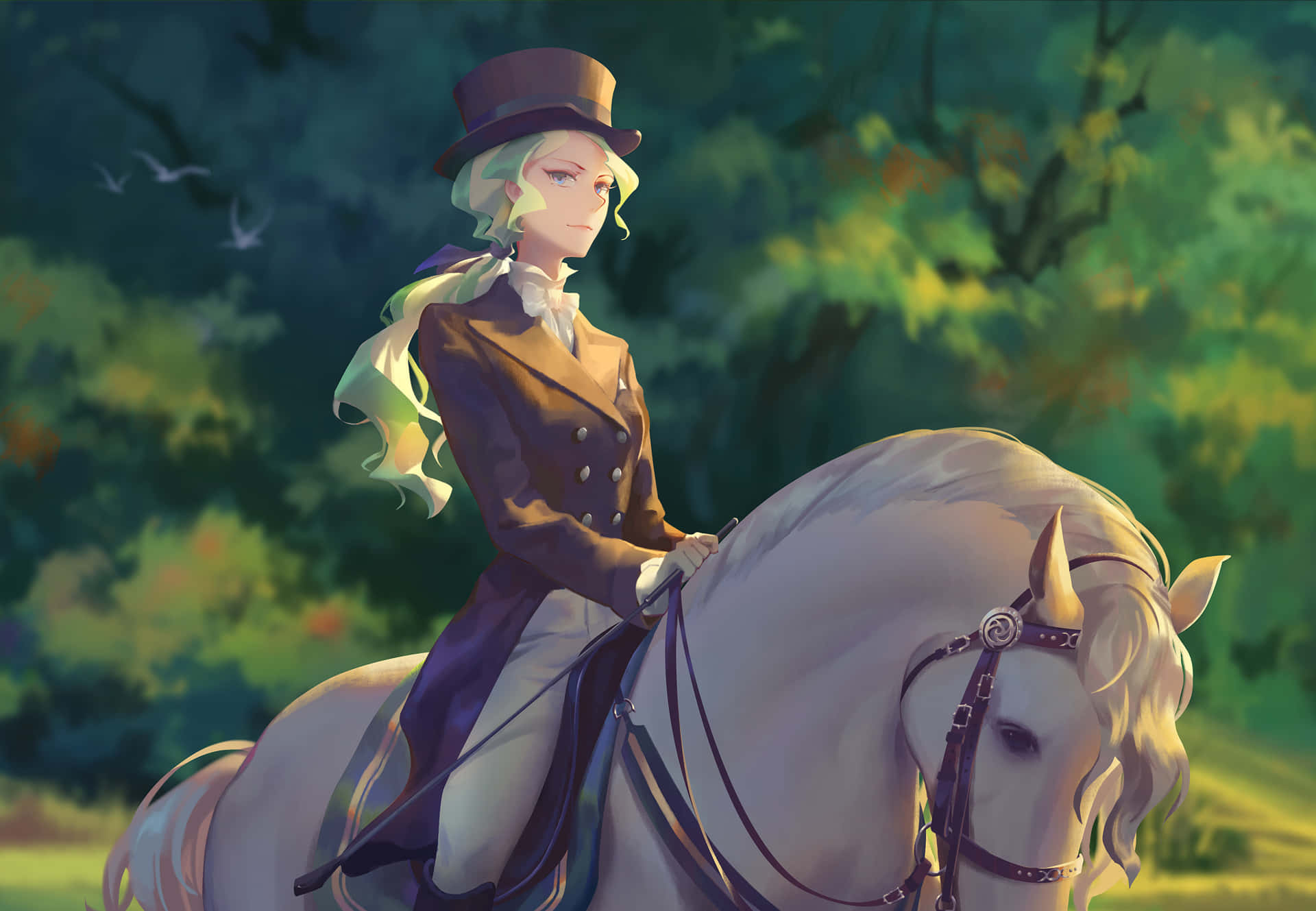 Little Witch Academia Diana On A Horse Background