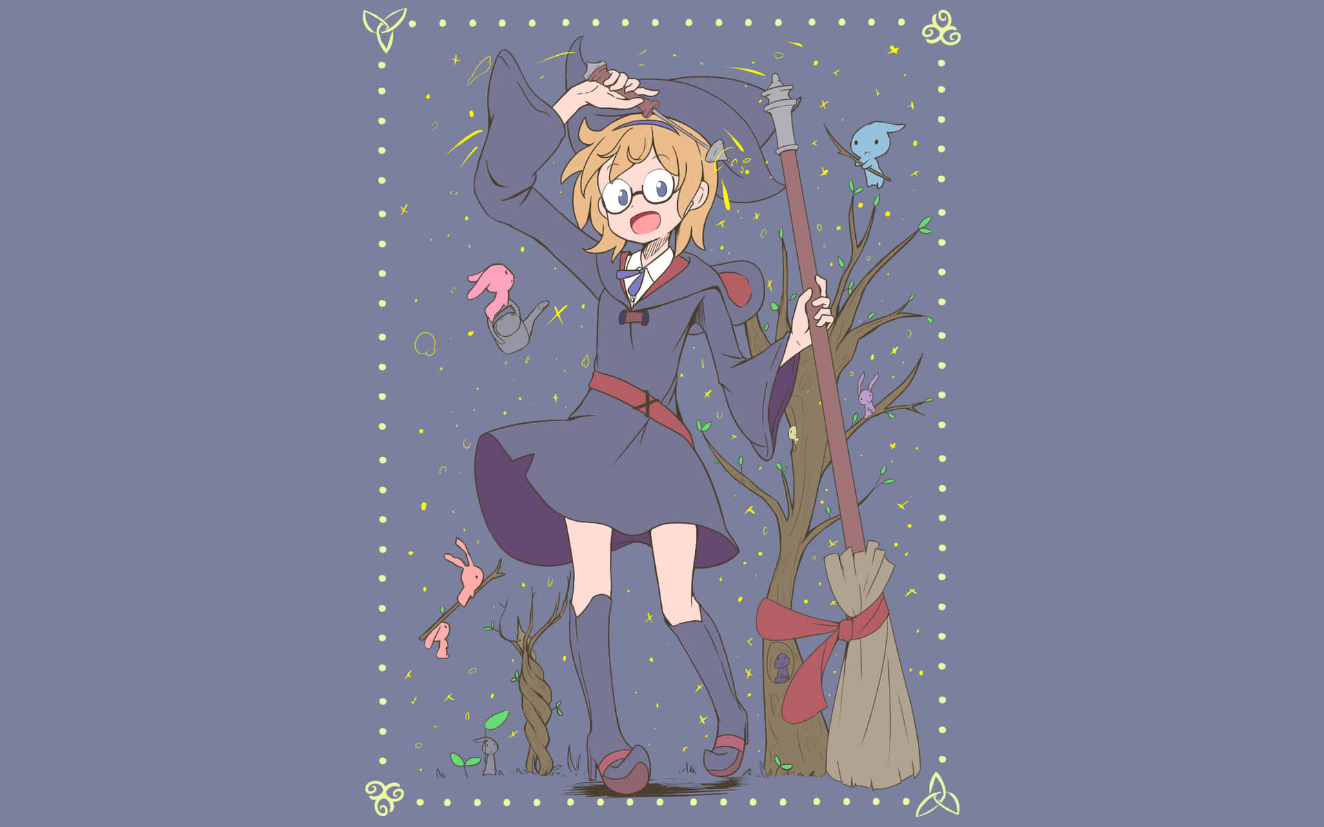 Little Witch Academia Lotte Blue Background Background