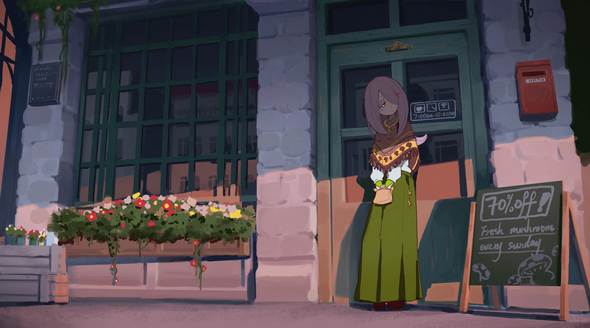 Little Witch Academia Sucy At A Store Background