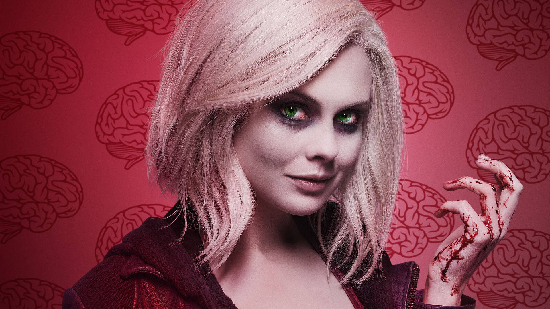 Liv Moore In Izombie With A Bloody Hand Background