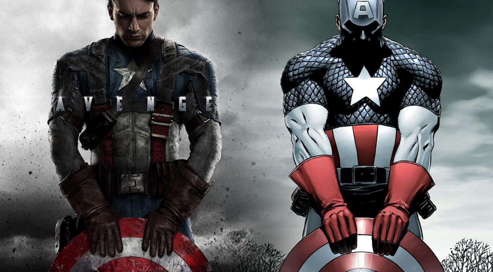 Live Action And Comic Captain America Dual Screen Background