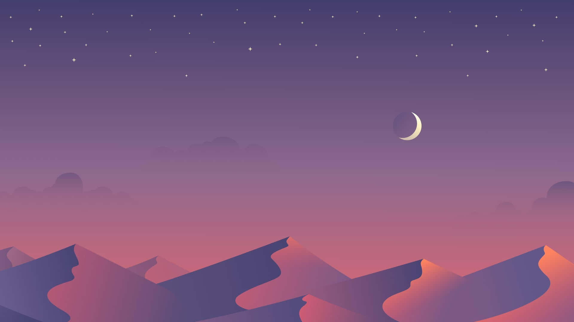 Live Aesthetic Desert Night Moon Landscape Background