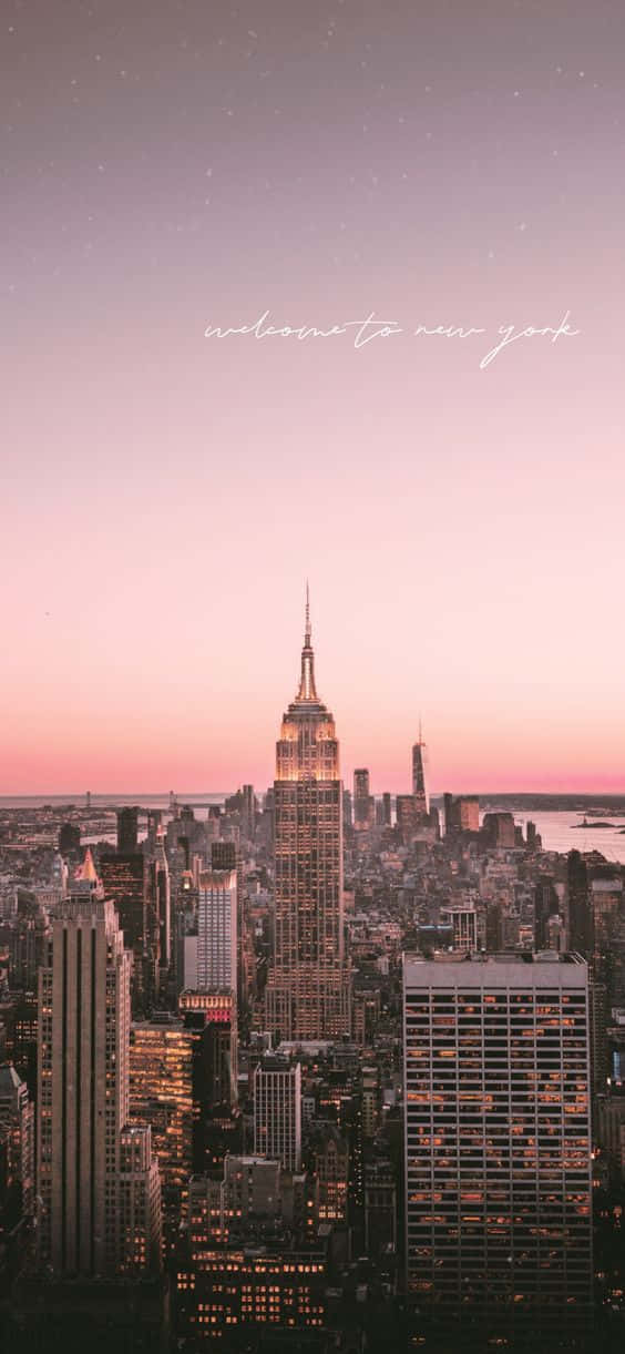 Live Aesthetic Empire State Building Pastel Background