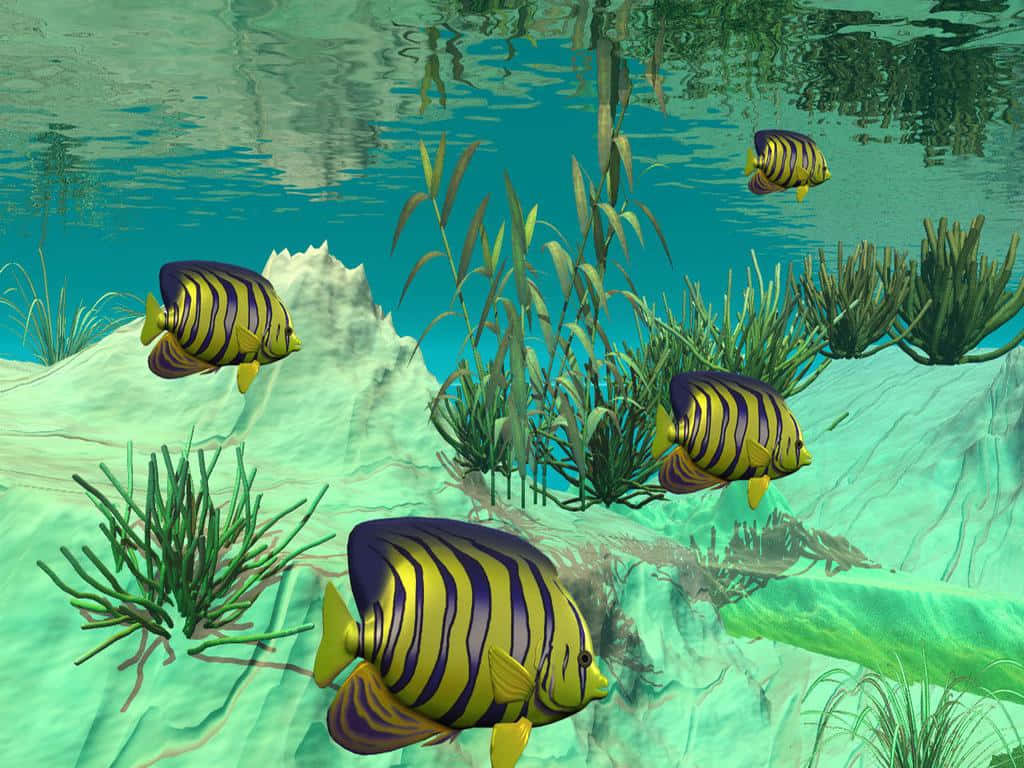 Live Angelfish Under The Sea Art Background