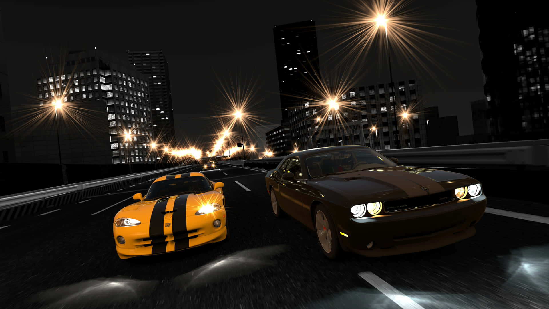 Live Car Racing Of Dodge Vipers Background