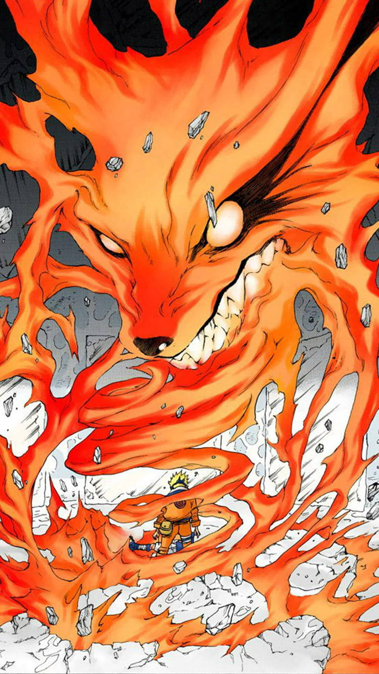 Live Kurama Flames Surrounding Naruto Background