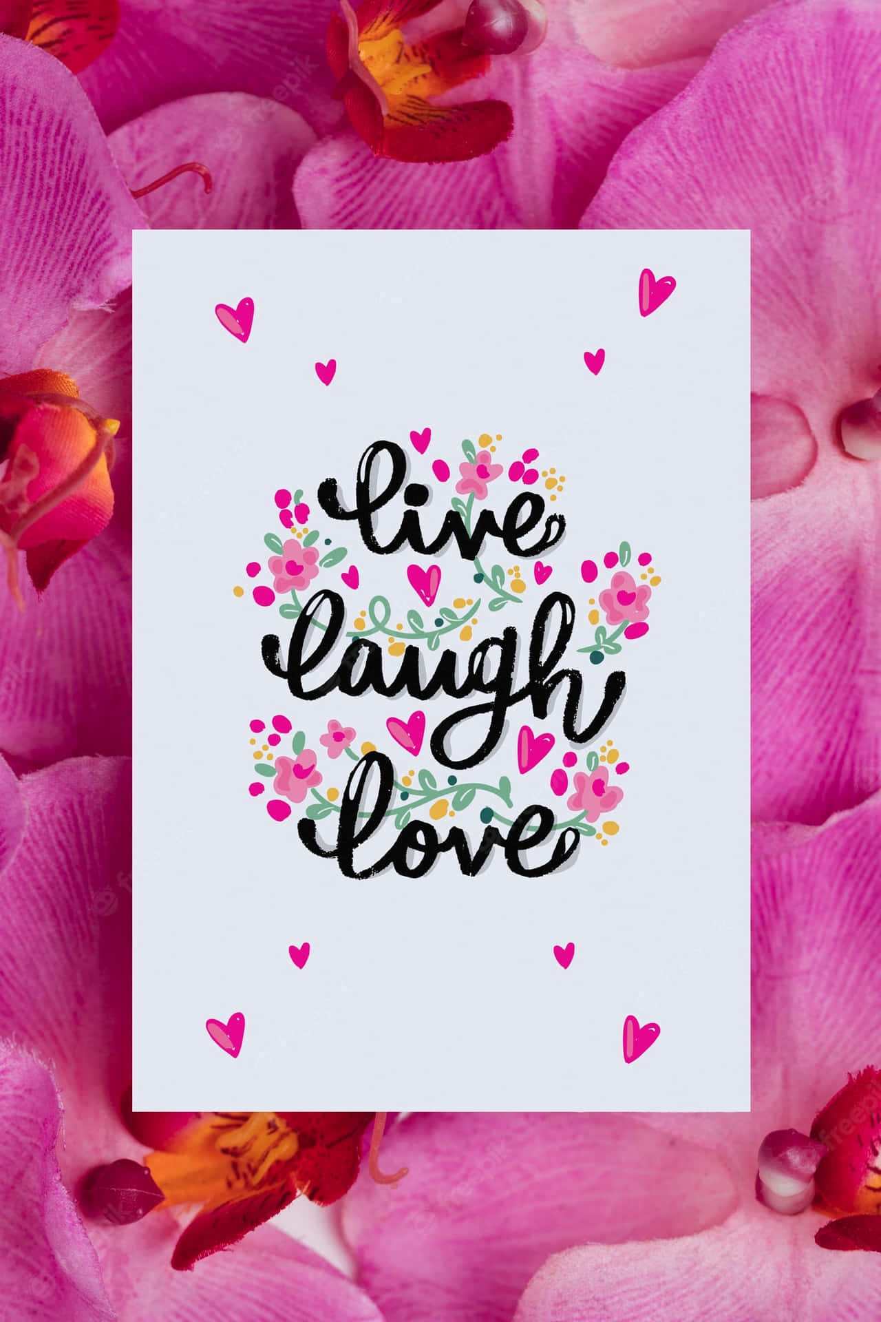 Live Laugh Love Flower Petals Background