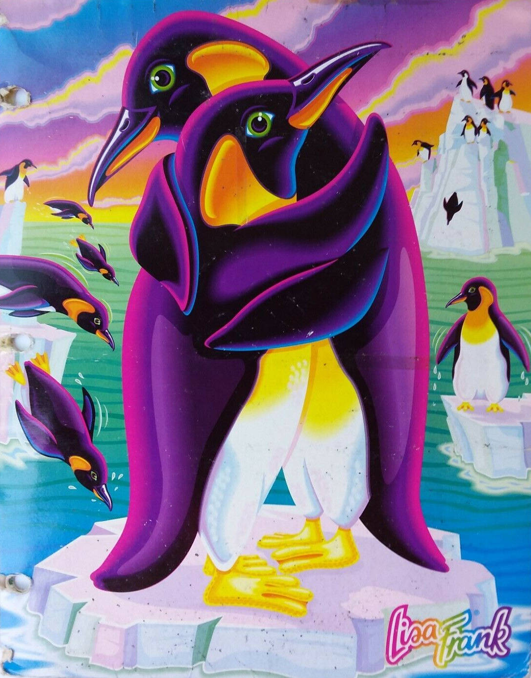 Lively And Colorful Lisa Frank Penguin Illustration Background