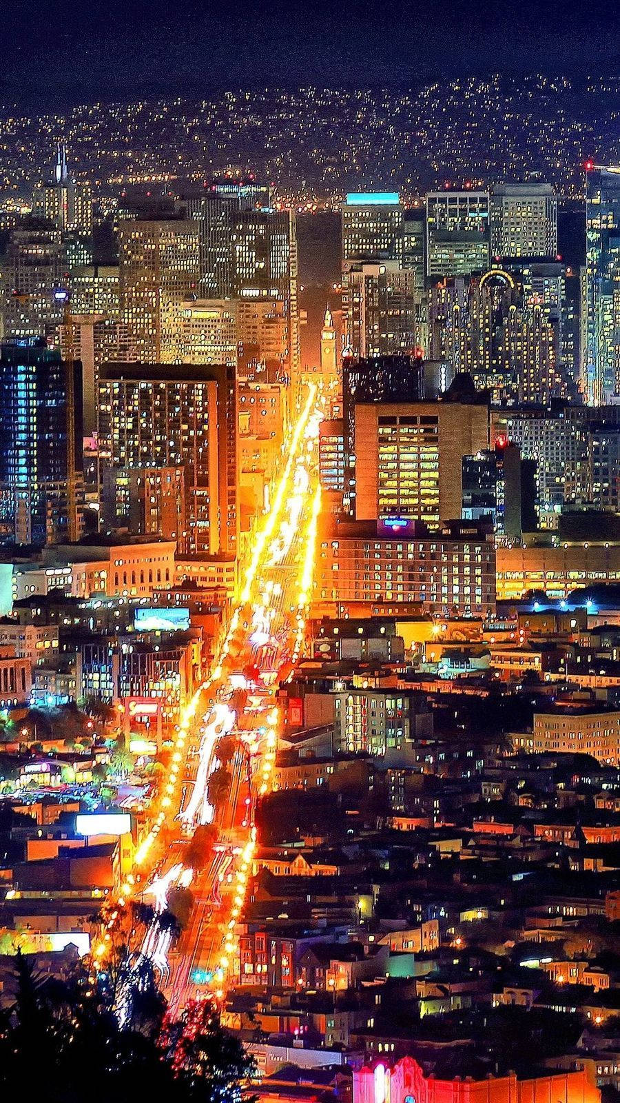 Lively Night In San Francisco Iphone Background
