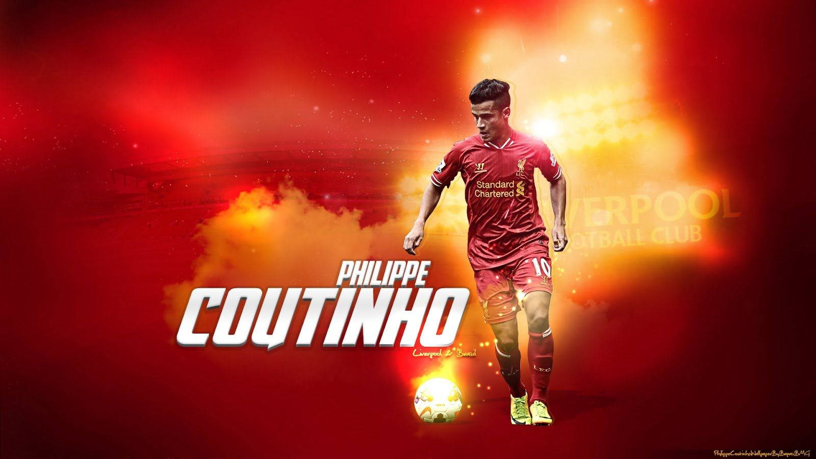 Liverpool Fc Player Philippe Coutinho Background