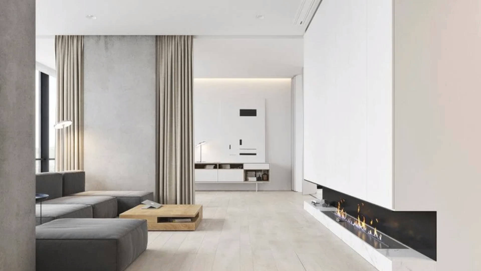 Living Room With Artificial Fireplace