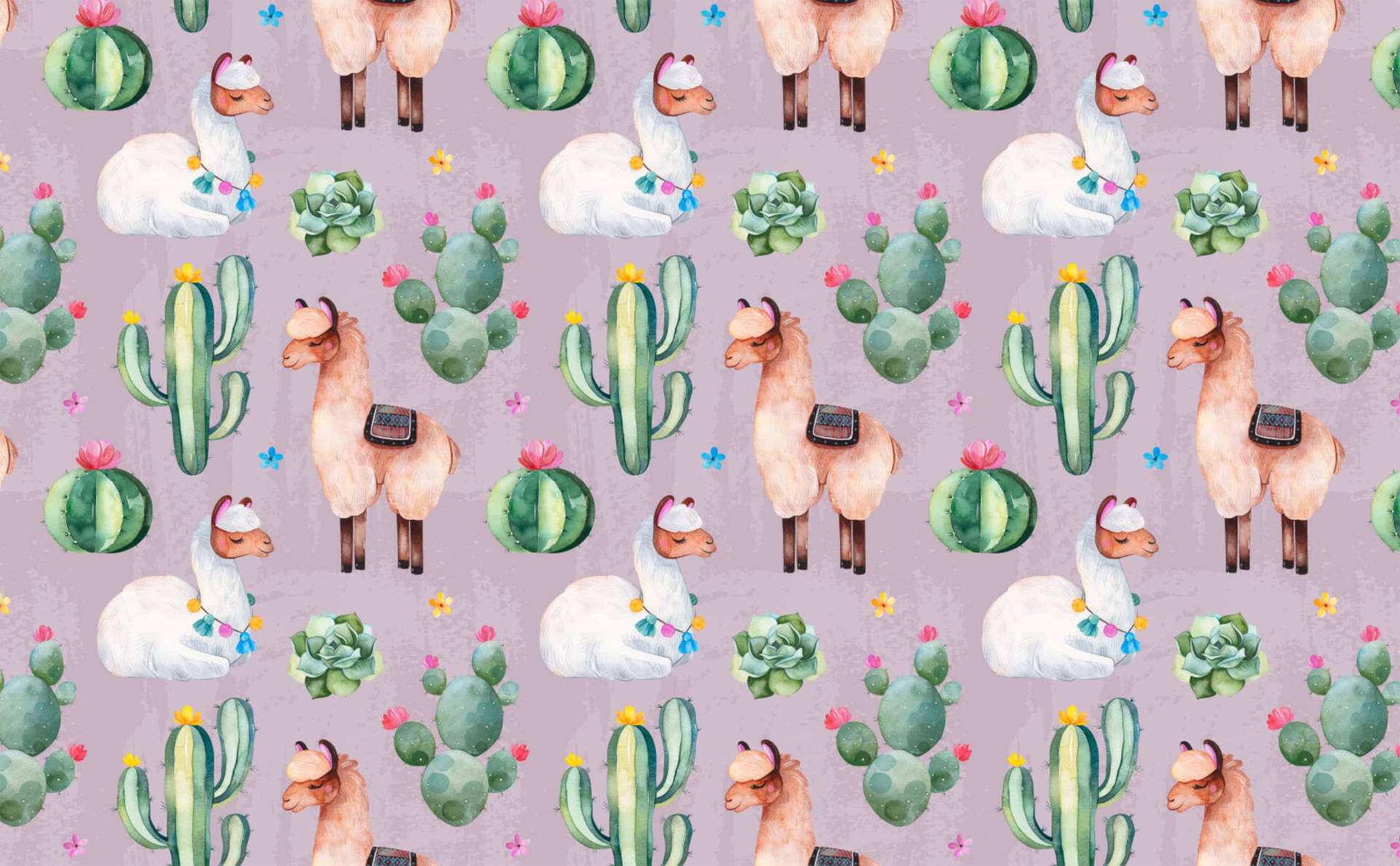 Llama Icons In Pink Background