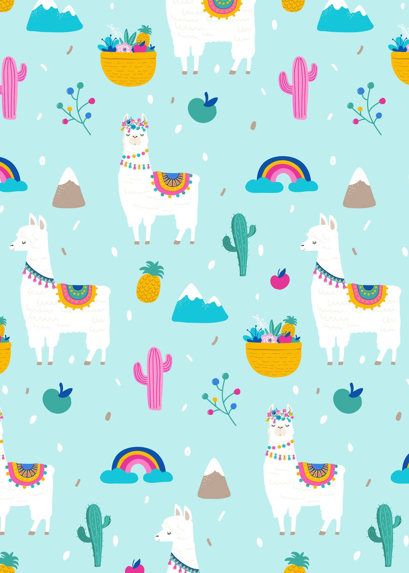 Llama In Colorful Vector Background