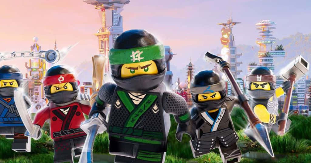 Lloyd Leading The Lego Ninjago Movie Gang Background