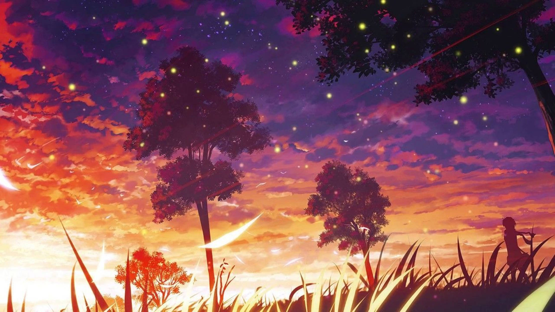 Lo Fi Anime Beautiful Sunset Background